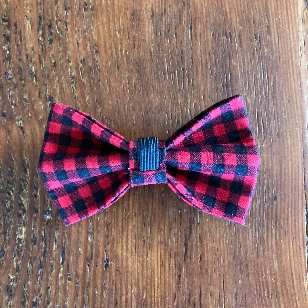 Dog or Cat Buffalo Plaid Bowtie, Black and Red
